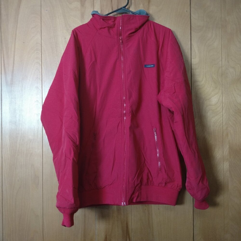 Lands End Men’s M/T Red Zip Up Jacket RN 62830 Fleece Lining Casual Classic